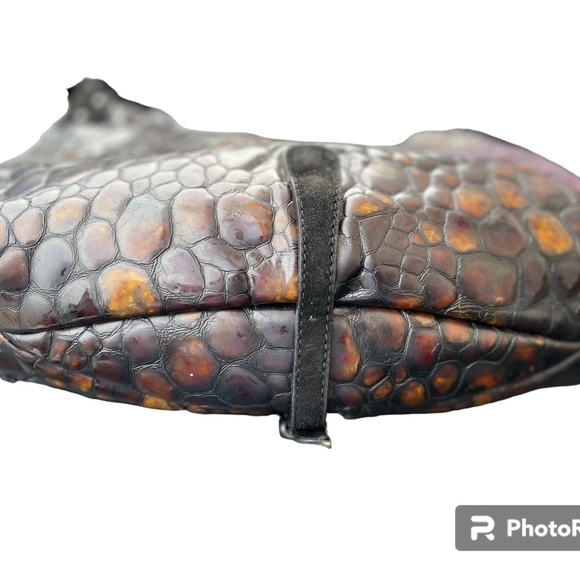 Donald J. Pliner Made In Italy Patent Embossed Croc Hobo Bag - Picture 5 of 16